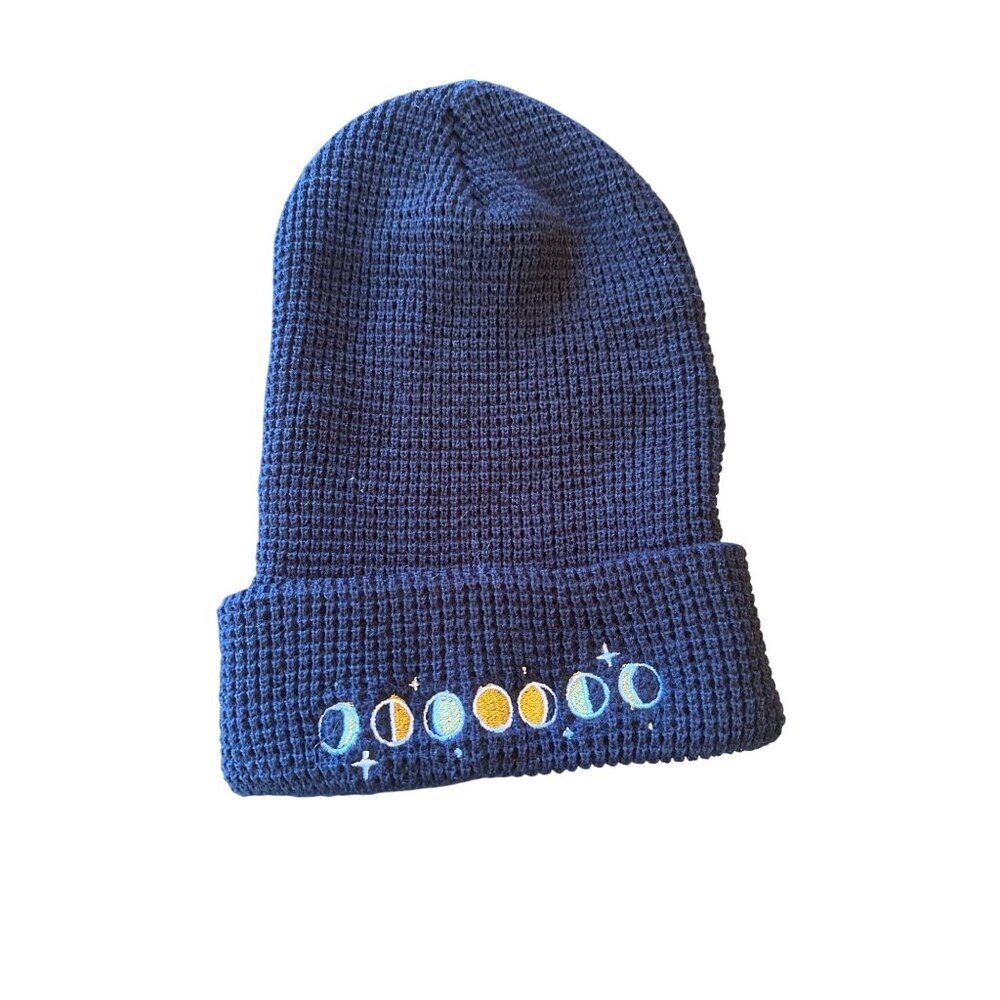 Navy Blue Richardson Moon Phase Knit Beanie Hat 100% Acrylic